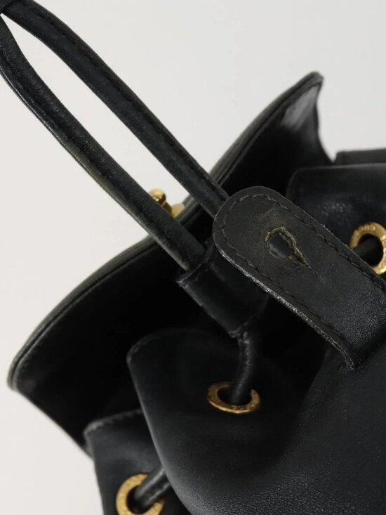 GUCCI Bamboo Backpack Leather Black Gold 003 2034 0030 Auth 156417 main image 13